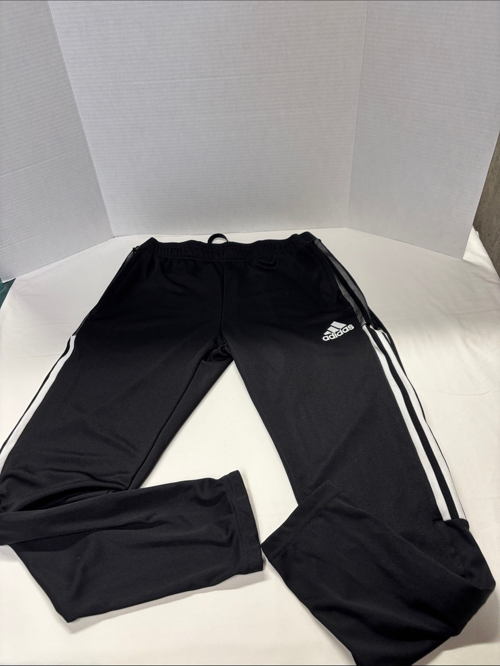 adidas Black Track Pants with White Side Stripes